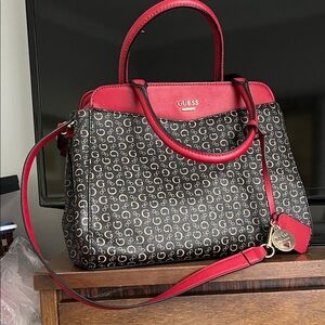 Beautiful,GUESS Red and Black Satchel Bag.”Lots of compartments.